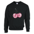 Black Y2K pastel cherries sweatshirt with pink glitter cherries graphic.