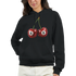 Lucky Cherries Jumper women's hoodie in black cotton-poly blend featuring twin cherries with 8-ball centers.
