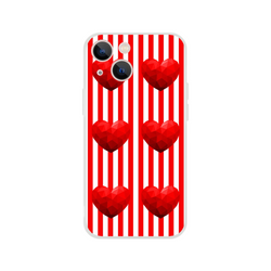 Red Stripe Heart iPhone Case (13-16) with bold romantic aesthetic featuring red stripes and geometric hearts.