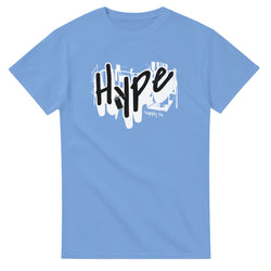 Hype men's graphic T-shirt, soft cotton blend in light blue with bold Hype graphic, sizes S-XL.