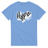 Hype men's graphic T-shirt, soft cotton blend in light blue with bold Hype graphic, sizes S-XL.