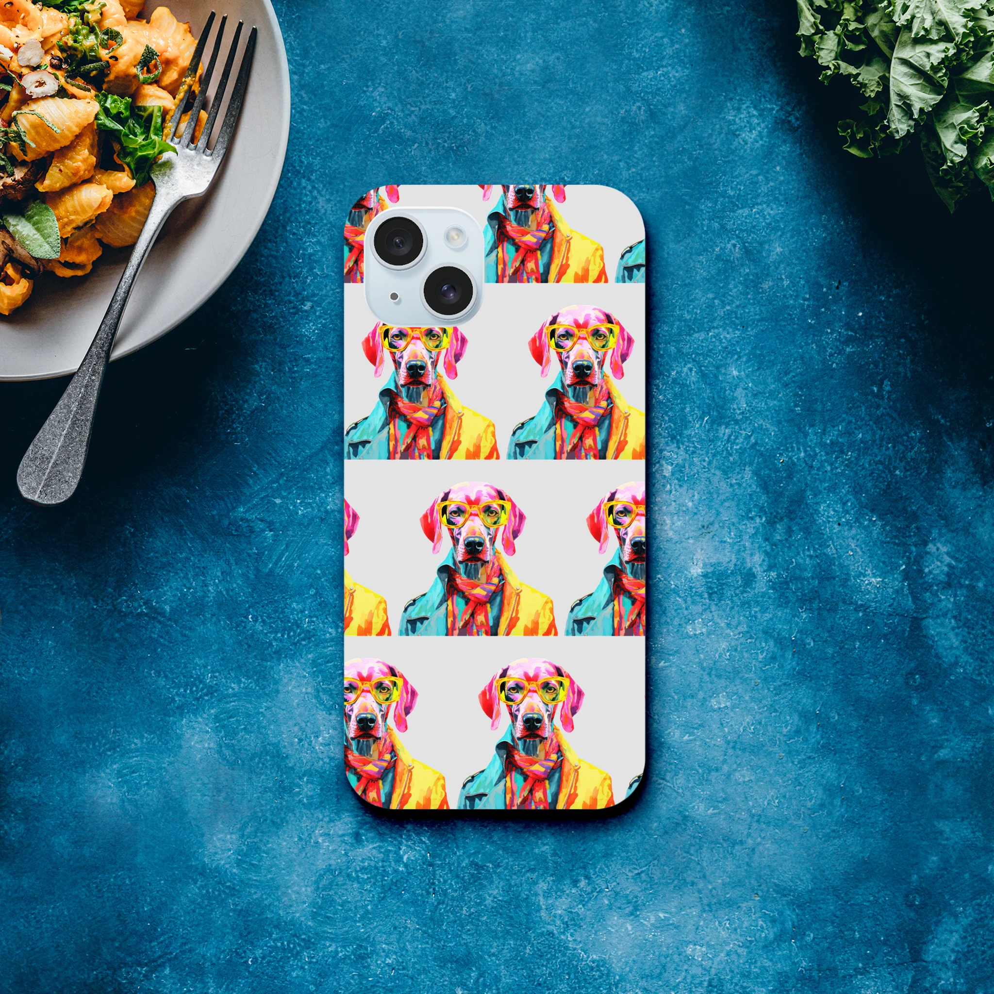 Gent Dog Tough Protective Phone Case for iPhone 16 15 14 13 with dual-layer wraparound print on back and sides.