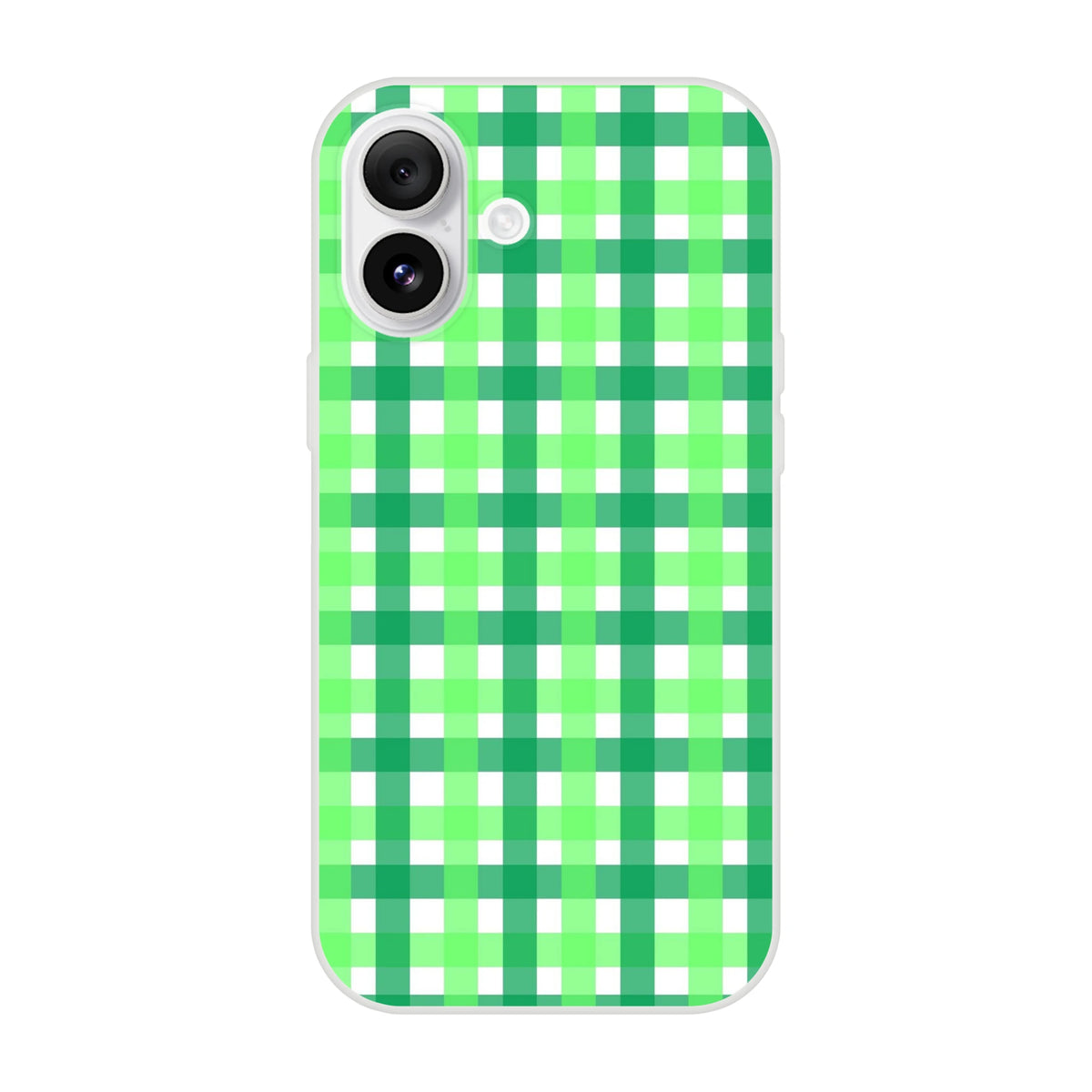 Green gingham iPhone case with a cute checkered pattern.
