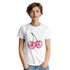 White women's cotton graphic tee with glitter pink cherry print on front.