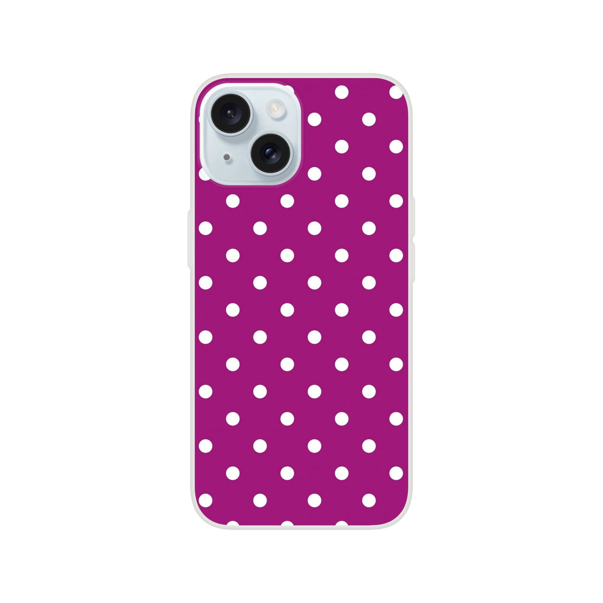 Retro purple and white polka dot iPhone case with matte finish and shock-absorbing TPU design for iPhone 13-16.