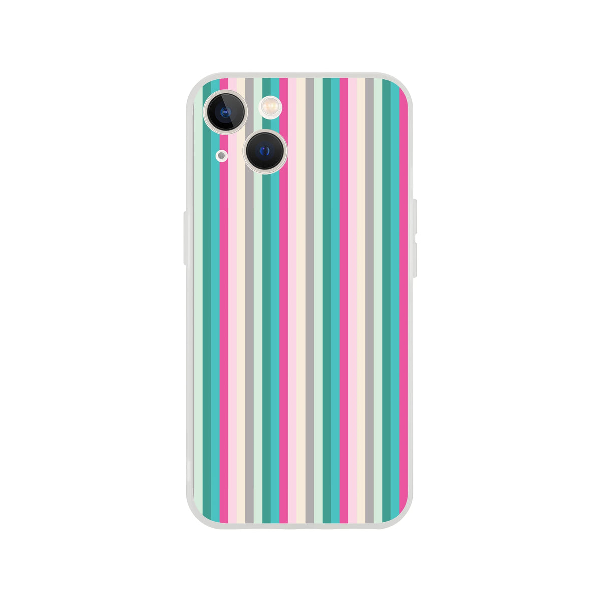 Pastel striped iPhone case for iPhone 13–16 with colorful vertical stripes.