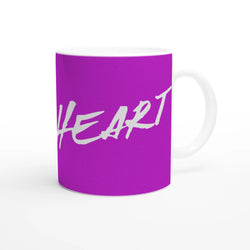 Purple Cute Wild Heart Mug - Slogan Coffee Cup with white handle.