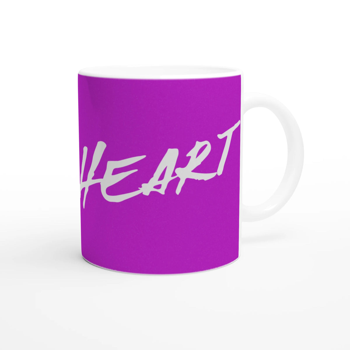 Purple Cute Wild Heart Mug - Slogan Coffee Cup with white handle.