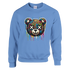 Blue Teddy Bear Graphic Sweatshirt with a colorful dripped bear design; soft 50/50 cotton-poly blend, sizes S–XL.