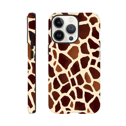 Giraffe print tough iPhone case featuring a bold safari animal pattern that wraps cleanly around the edges for durable, stylish protection.