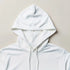 White cotton-blend hoodie with drawstrings, cozy casual pullover for women.