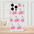 Glitter ball cherries pattern on light-gray iPhone case with dual-layer wraparound protection.