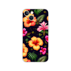 Tropical Hibiscus Botanical iPhone case for iPhone 13–16; slim matte shell with bold blossoms and green leaves.
