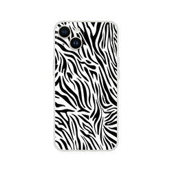 Black and white zebra print iPhone case (13-16) with Y2K animal aesthetic and durable everyday protection.