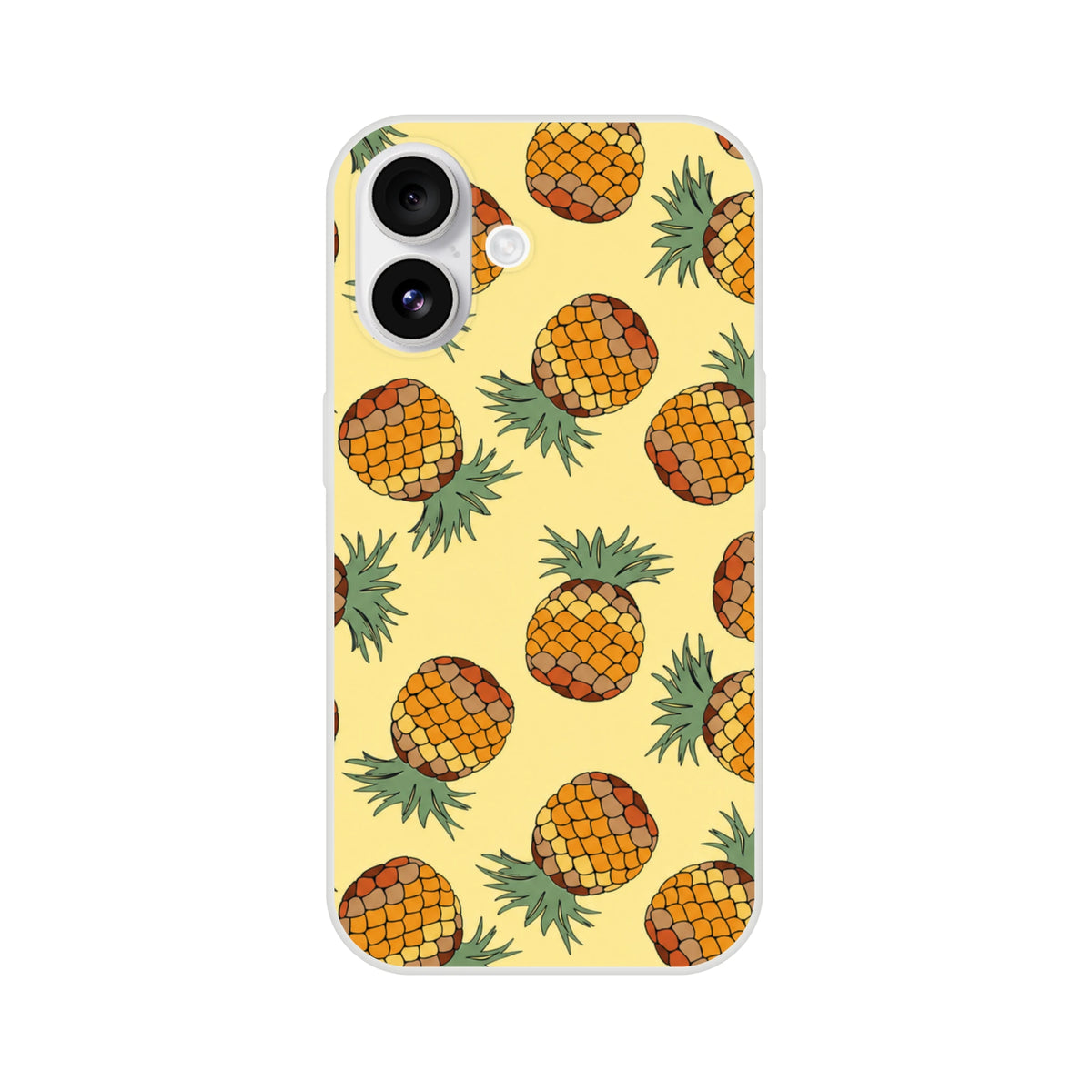 Cute Pineapple Pattern iPhone Case (13-16) Tropical Fruit Phone Cover with vibrant pineapple print.