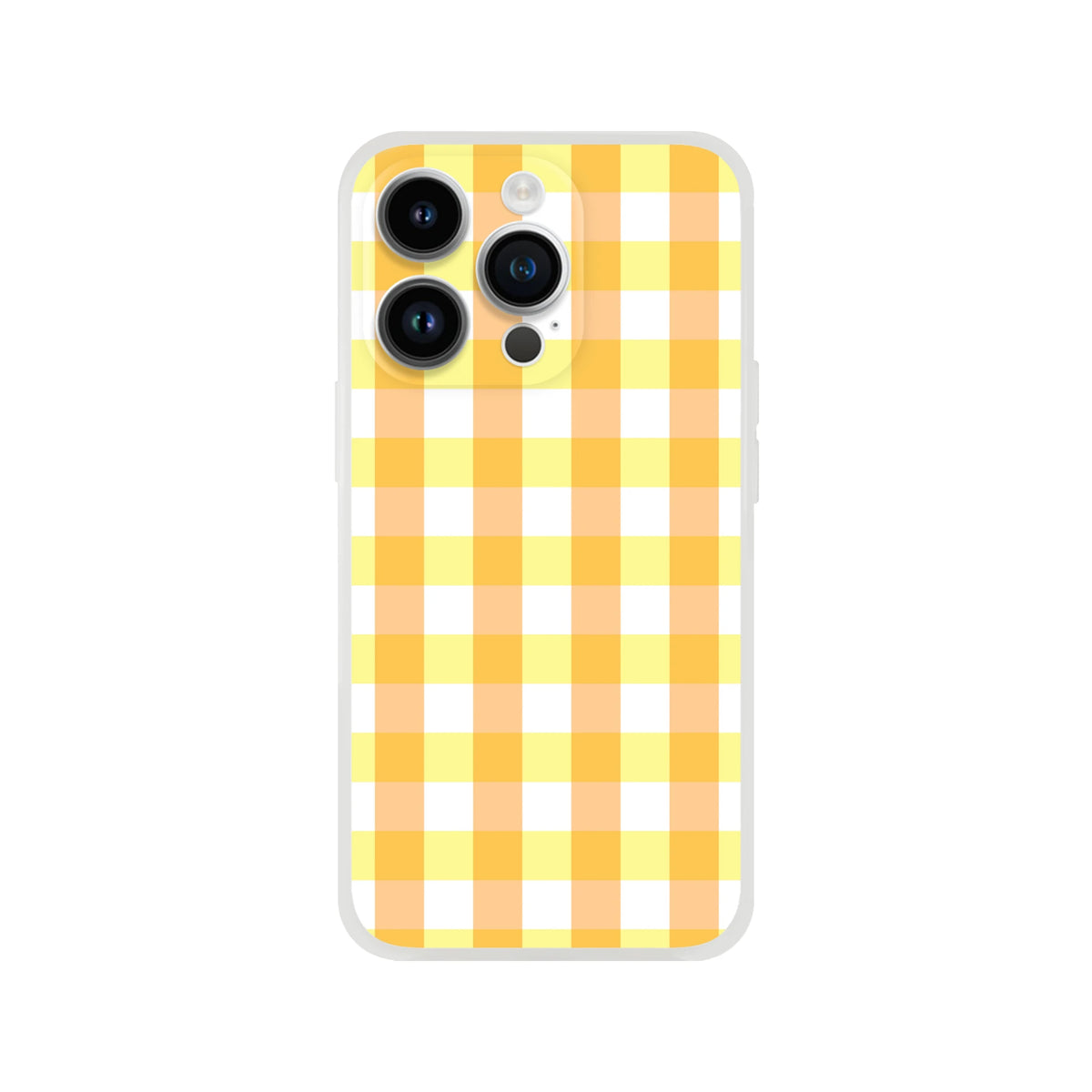 Yellow gingham checkered iPhone case for iPhone 13-16 with a bold retro aesthetic.