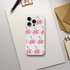 Transparent slim protective iPhone case with pink glittery cherry pattern for iPhone 13–16