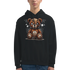 Men's stressed teddy bear hoodie on black 50/50 cotton-polyester with stitched bear and spiderweb graphic, sizes S-XL