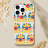 Floral wraparound print protective case for iPhone 16-13; dual-layer tough cover with glossy finish on back and sides.