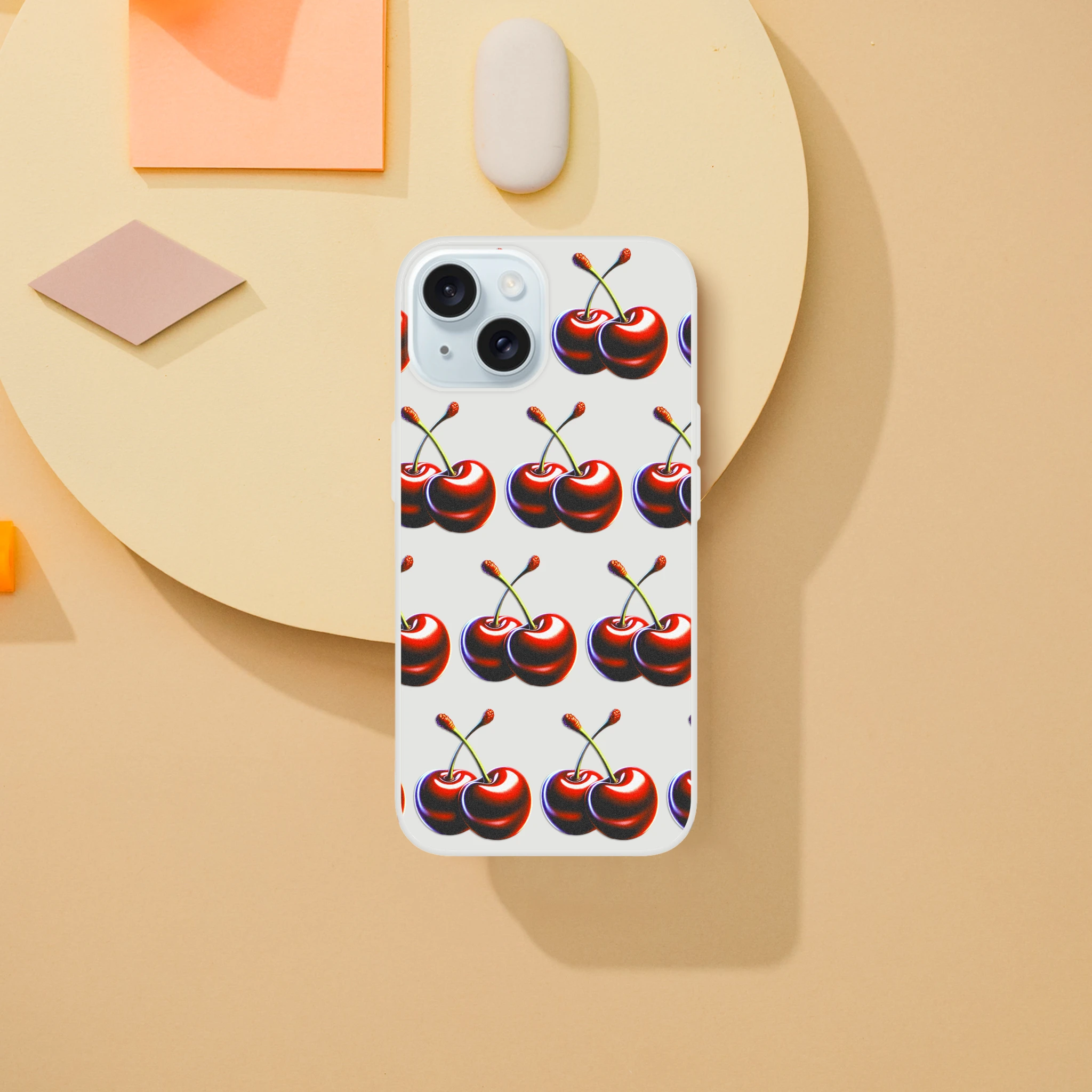 Cherry-pattern clear iPhone case, slim protective Flexi Case for iPhone 13–16
