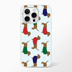 Cute dachshund pattern iPhone case for iPhone 13-16, slim matte shell with playful sausage dog design