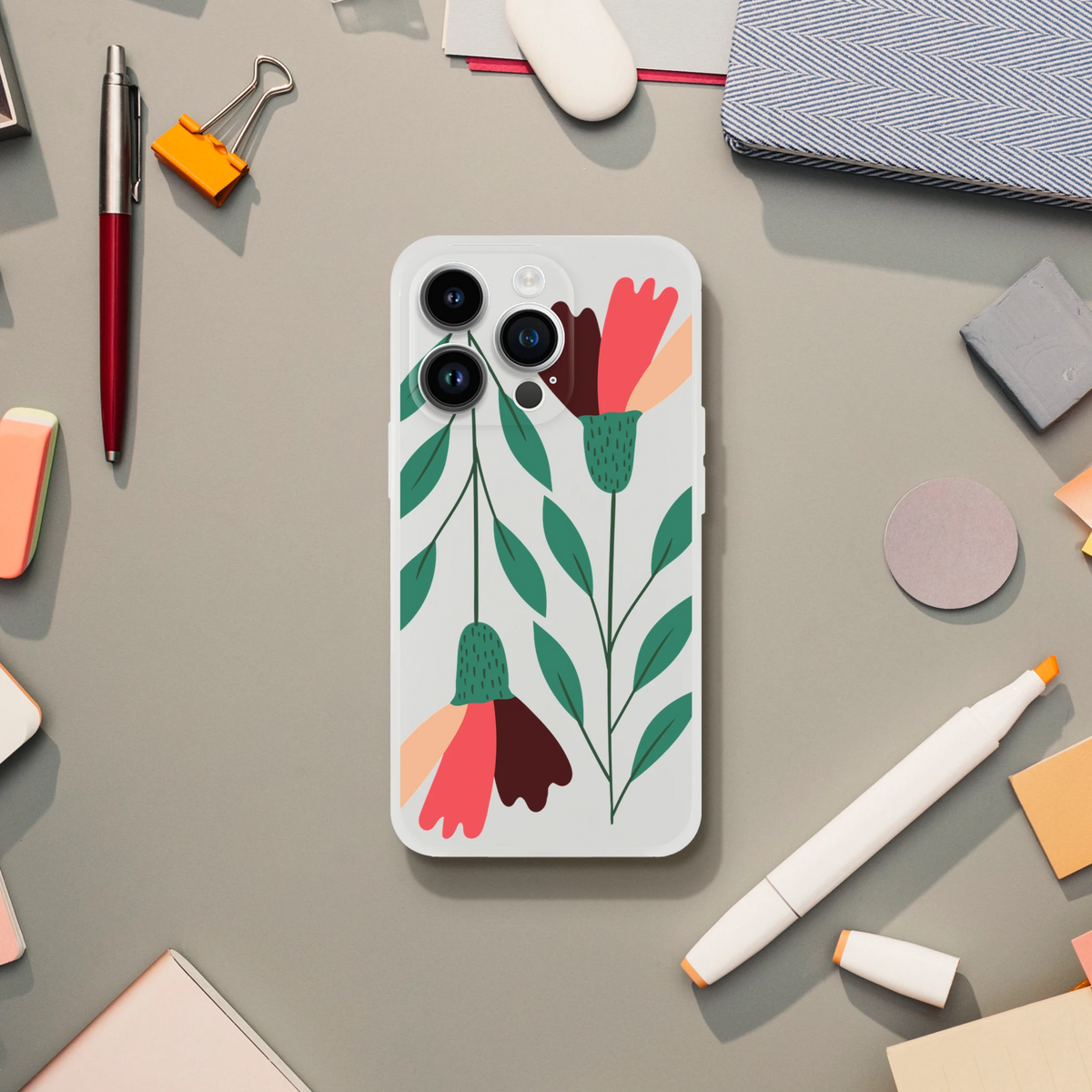 Retro Flowers iPhone Case 13-16 | Cute Aesthetic Phone Cover | Urban Palm Trees