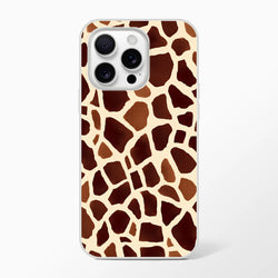 Brown giraffe-print Safari iPhone case for iPhone 13-16 with triple-camera cutout.