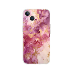 Pink marble iPhone case with blush rose gold abstract veins, slim matte shell for iPhone 13–16.