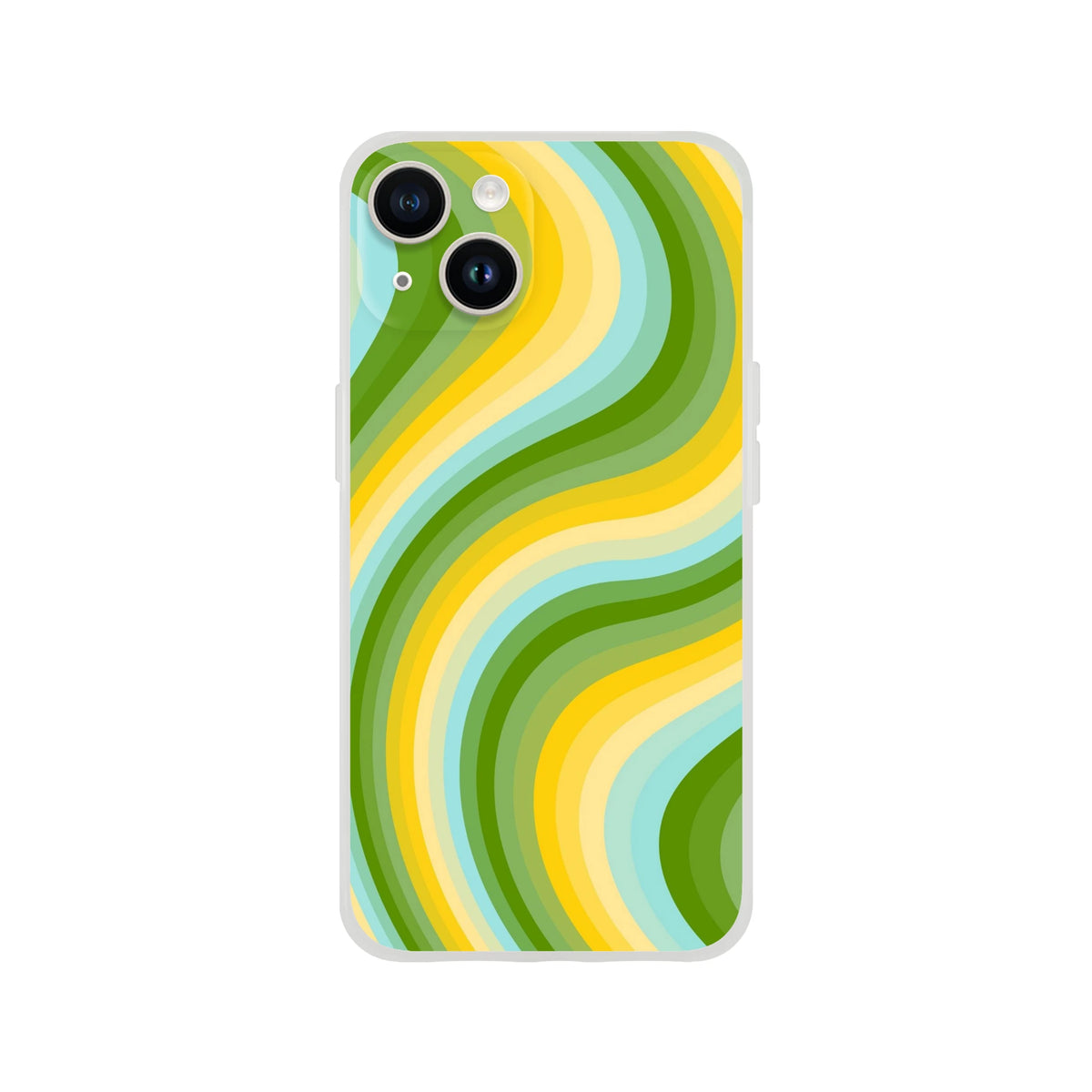 Retro green and yellow wave Y2K swirl iPhone case with slim matte shell for iPhone 13-16