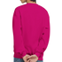 Back view of a person wearing a pink Teddy Bear men's graphic sweatshirt, heavy-weight 50/50 cotton-poly blend.