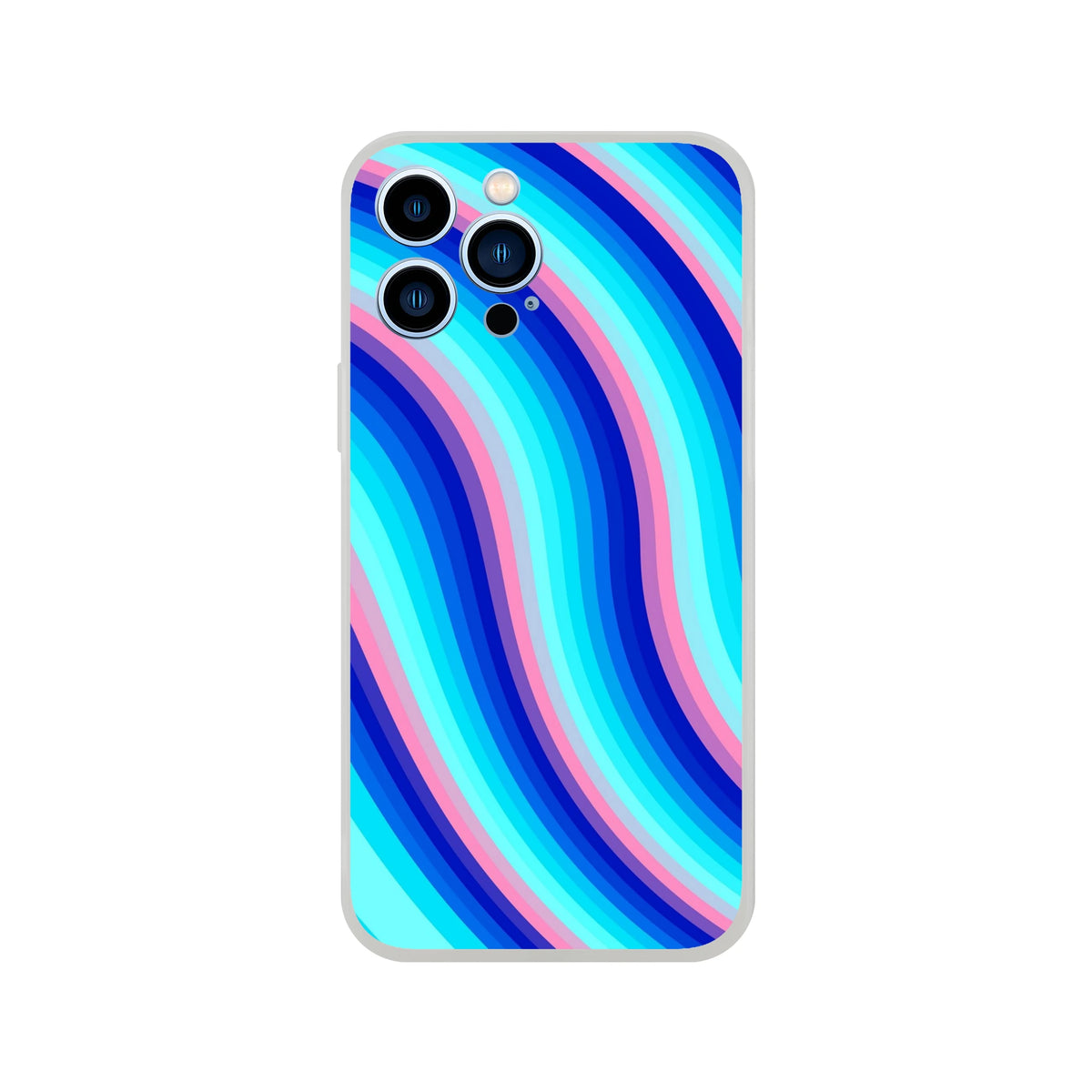 Blue and pink retro wave swirl iPhone case (13–16) Groovy Y2K phone cover with a slim matte shell