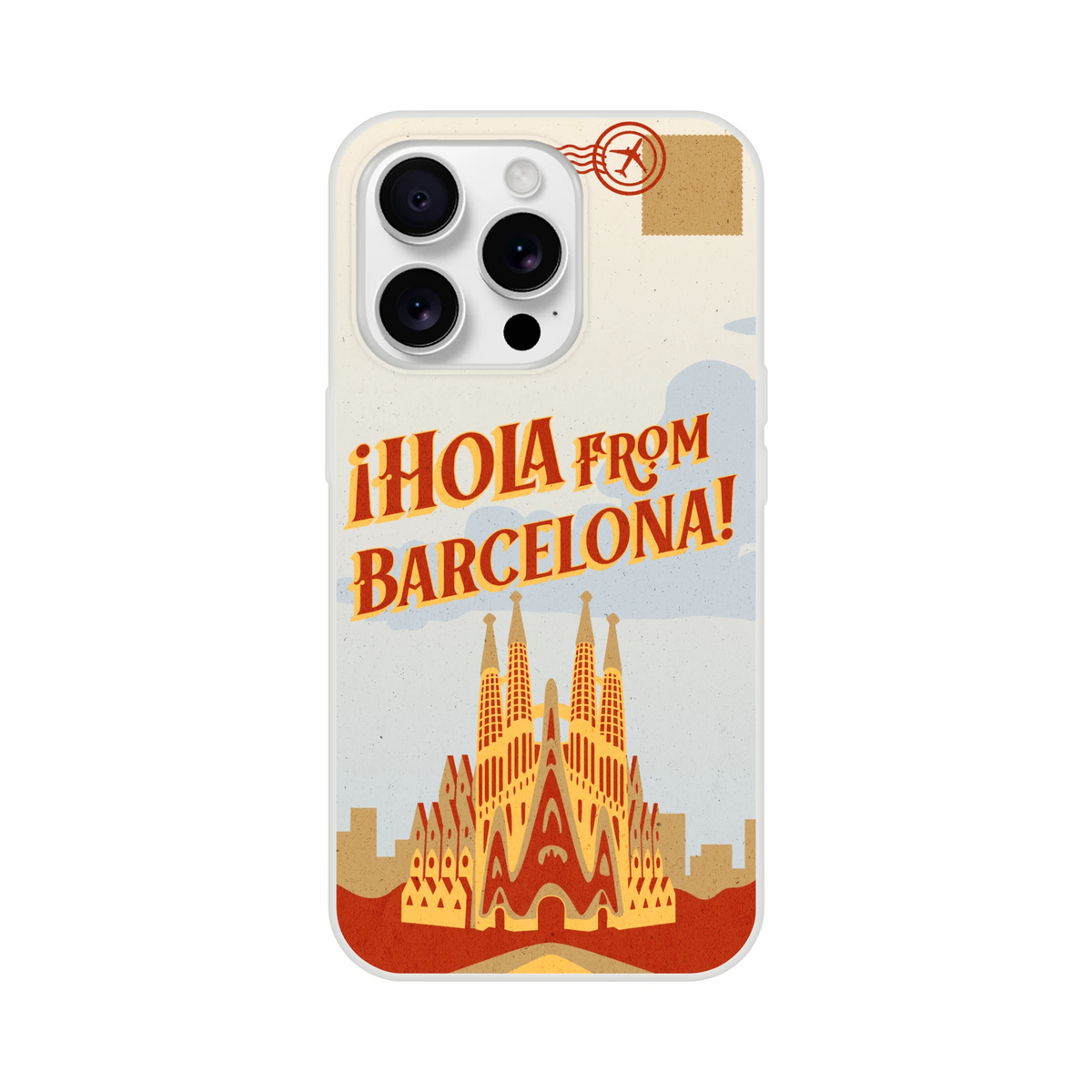 Vintage Postcard Spain Holiday iPhone Case for iPhone 13-16 with retro travel design and flexible protective shell