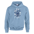 Light blue 50/50 cotton-poly hoodie with front pouch pocket and blue floral graphic reading It's OK Not To Be OK.