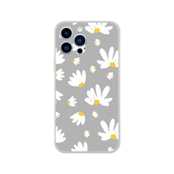 Ditsy Daisy iPhone Case 13-16 with slim matte shell and white daisies on grey background