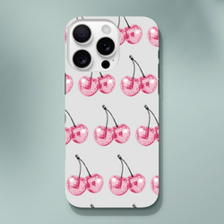 Glitter ball cherries phone case with dual-layer protection and wraparound print for iPhone 16–13.