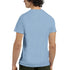 Light blue Japanese men's graphic T-shirt back view, soft cotton blend, crew neck.
