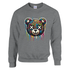 Teddy Bear men's graphic sweatshirt on gray, vibrant dripping-paint bear, 50/50 cotton-poly pullover, sizes S-XL