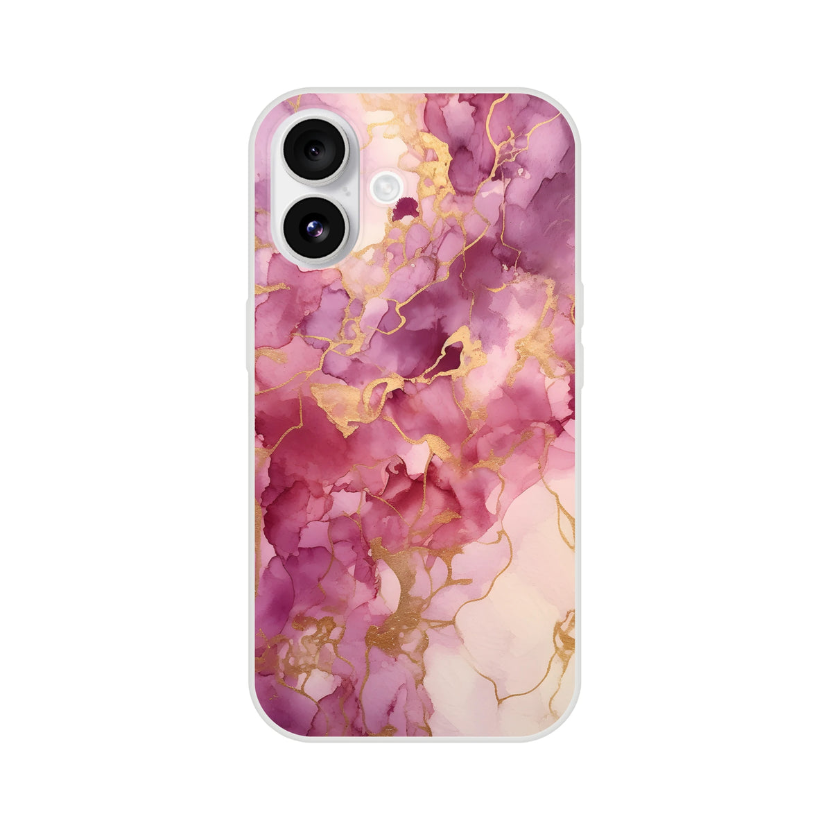Pink Marble iPhone case for 13-16 with blush rose gold abstract pattern and long-lasting print.