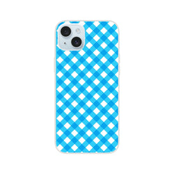 Blue Gingham iPhone Case (13-16) with a preppy checkered aesthetic cover.
