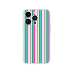 Pastel striped iPhone case for iPhone 13–16 in teal, pink, beige and gray for a bold streetwear look.