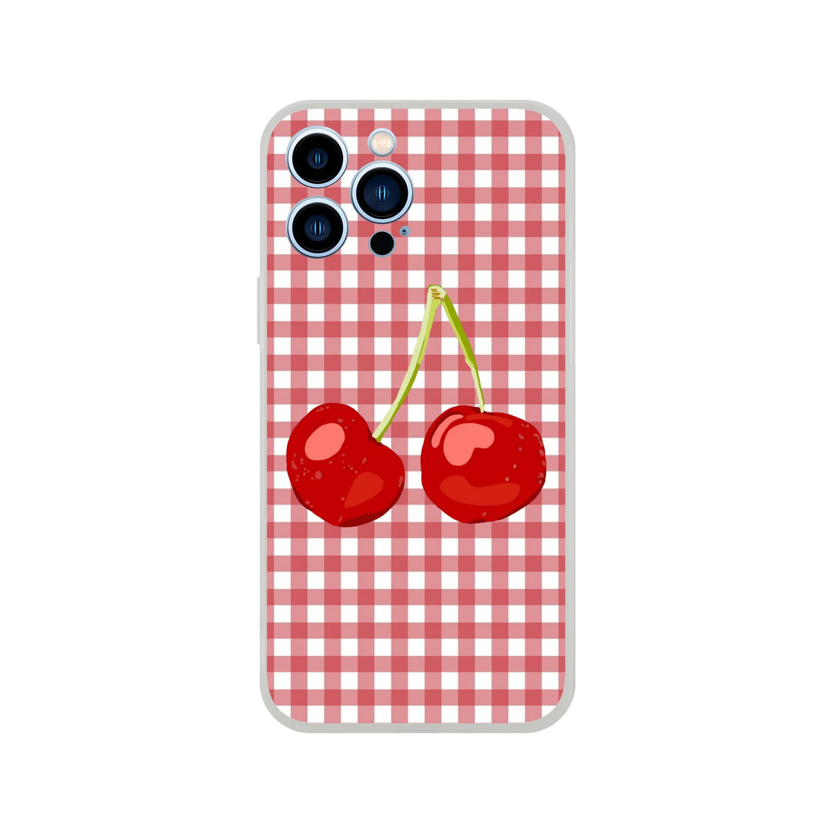 Cute Cherry Gingham iPhone Case (13-16) Coquette Aesthetic with red gingham pattern and cherries