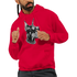 Red soft cotton blend Gangster Dog hoodie with front pocket, bulldog graphic wearing sunglasses and chain.
