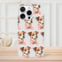 Cute dog pattern phone case with pink bow, dual-layer tough protection and wraparound print for iPhone 16–13.