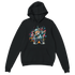 Black men's Dab Teddy Bear Hoodie with a bold colorful graffiti teddy graphic on front; 50/50 cotton-poly blend.