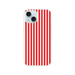 Red Stripe iPhone Case (13-16) featuring minimalist retro vertical red stripes and a slim matte finish.
