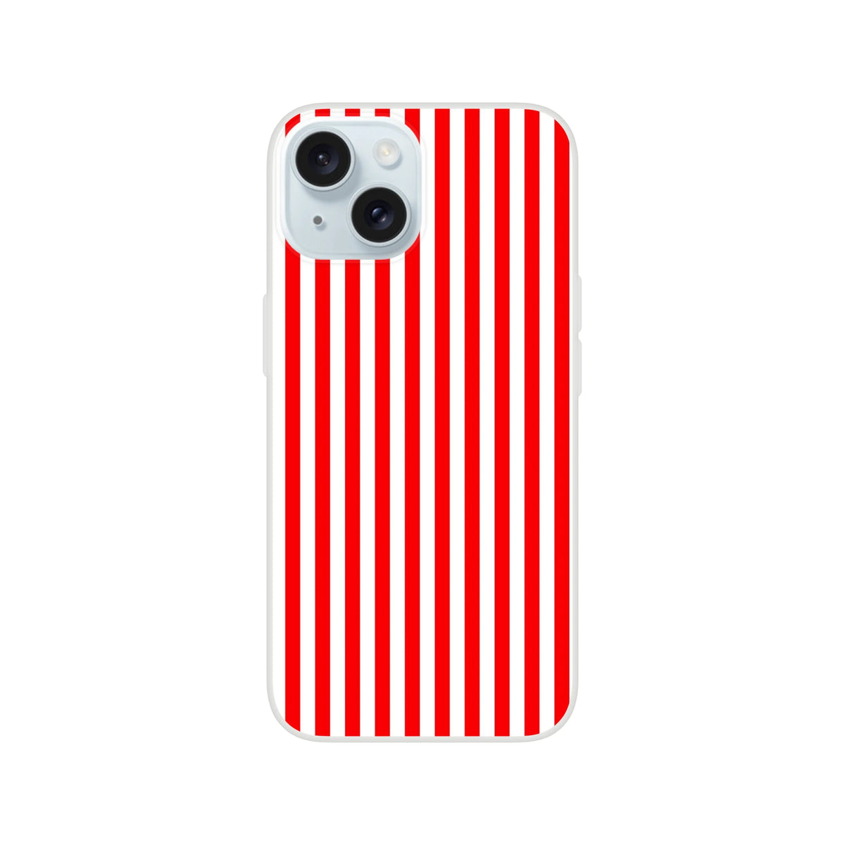 Red Stripe iPhone Case (13-16) featuring minimalist retro vertical red stripes and a slim matte finish.