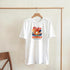 White women's T-shirt with Aloha Hawaii Paradise Island graphic, featuring palm trees and a sunset.