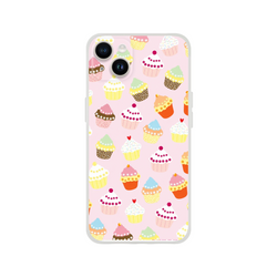 Pastel kawaii cupcake-pattern iPhone case for 13-16 with a matte finish.