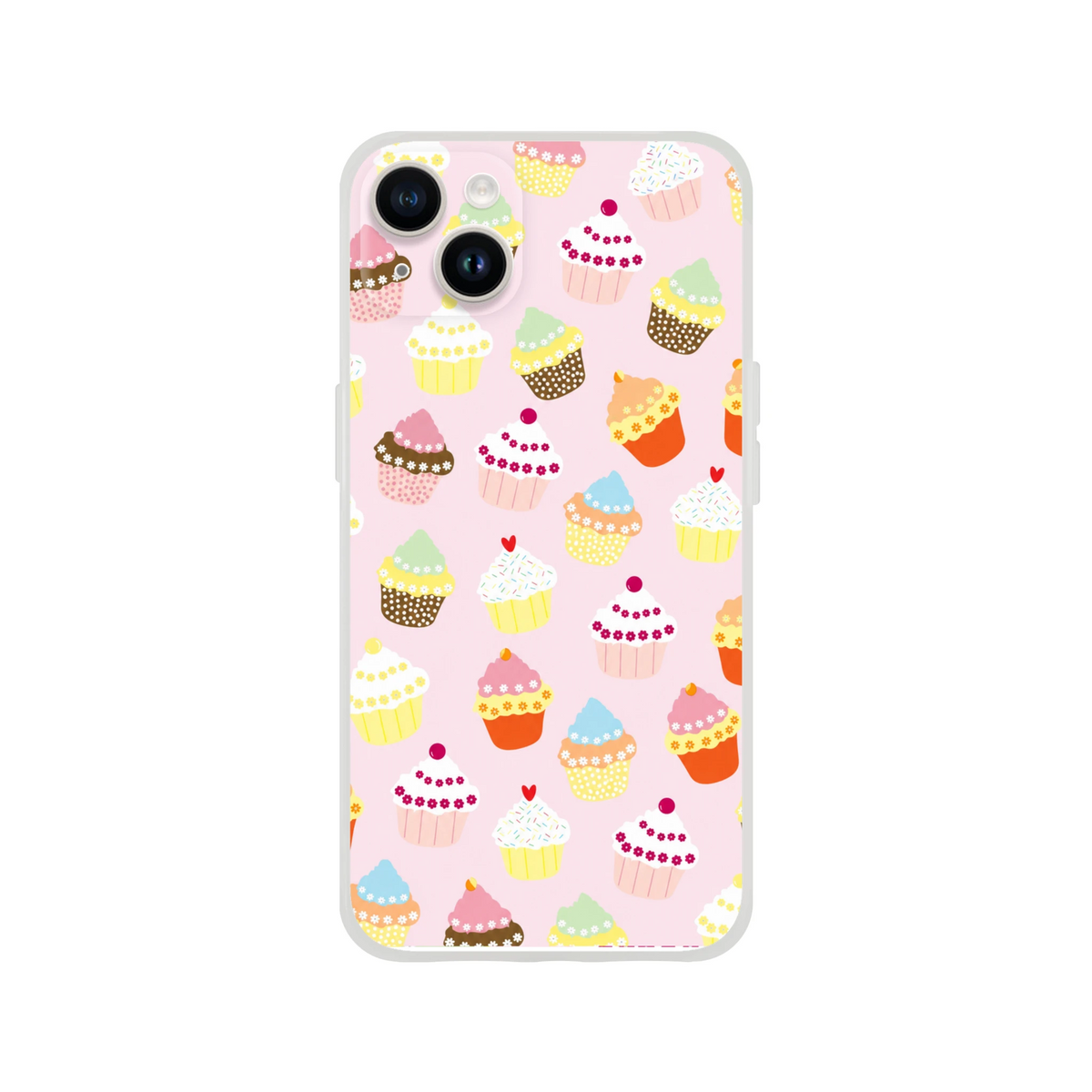 Pastel kawaii cupcake-pattern iPhone case for 13-16 with a matte finish.