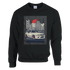 Black sweatshirt featuring a JDM car graphic in a cityscape with a red sun and Japanese kanji.